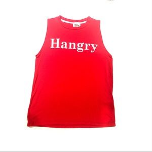 Hangry red tank with definition on back